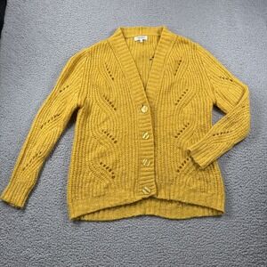 Bartolini Cardigan Womens SMALL Alpaca Blend Button Up Long Sleeve Yellow Casual